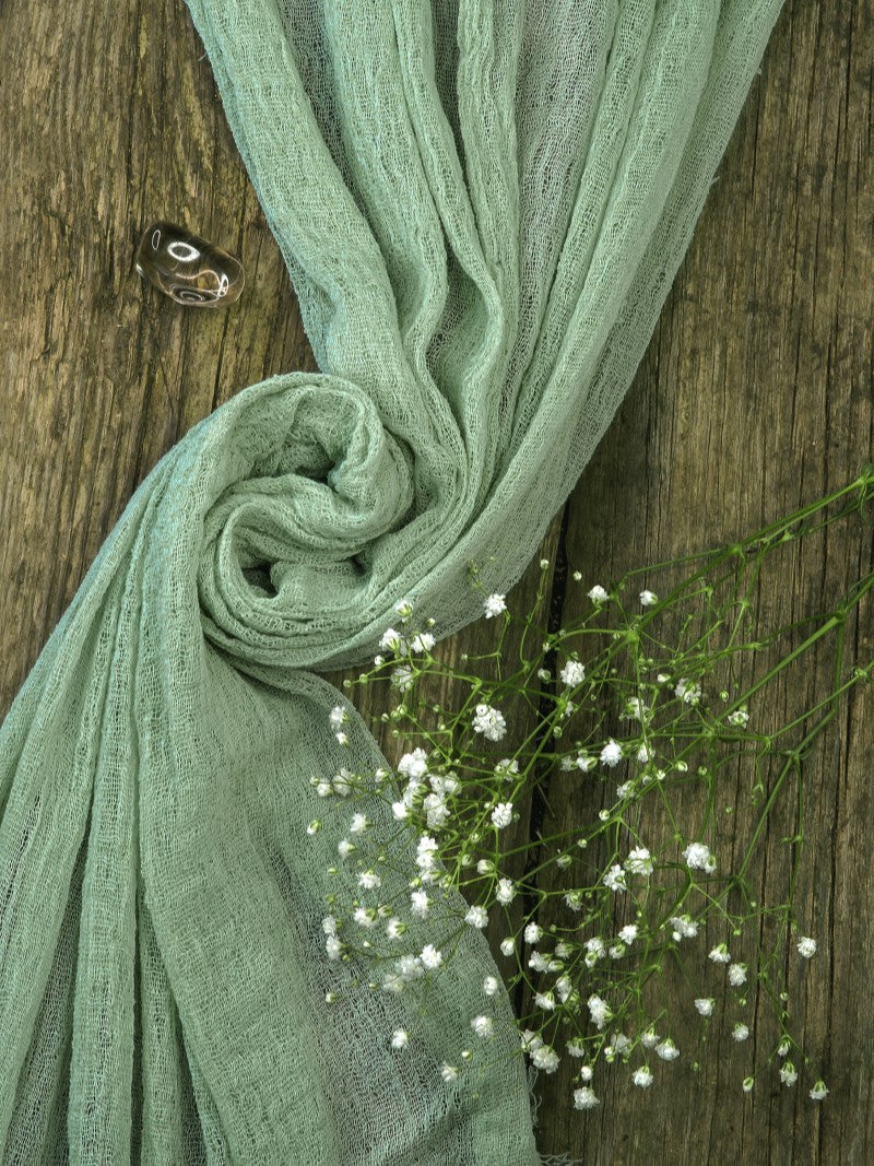 Sage Green Cheesecloth Table Runner