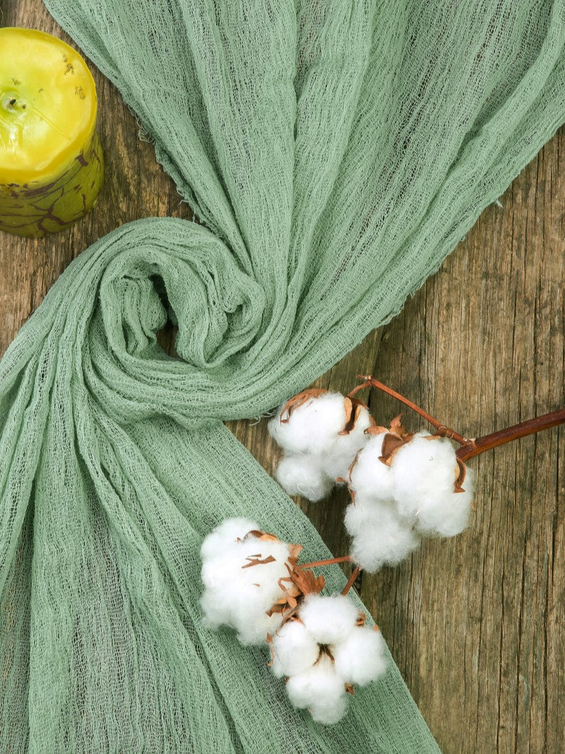 Sage Green Cheesecloth Table Runner
